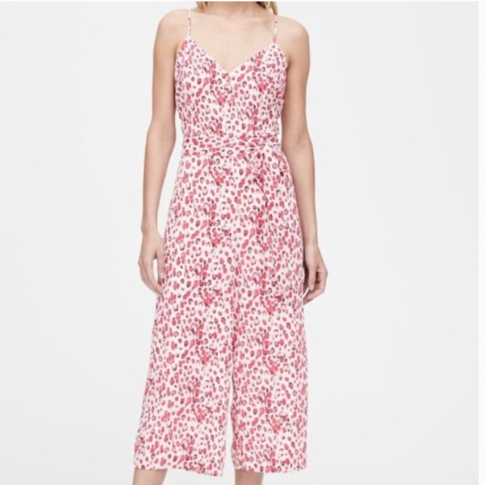NWT Banana Republic Jumpsuit Cheetah White Pink